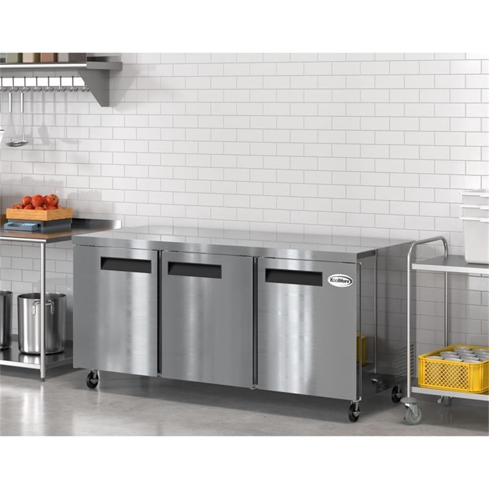 Pemberly Row 72" 3 Door Commercial Undercounter Refrigerator 18 cu. ft. in Black