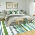 thumbnail image 5 of Astorug 4x6 ft Green Machine Washable Rug Geometric Striped Low-Pile Carpet, Non-Slip Boho Design for Bedroom/Office/Kitchen, 5 of 8