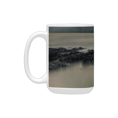 

Space Decorations Rocky Surface of Planet in Outer Space with Milky Way Background No Life Blur Fogg Ceramic Mug (15 OZ) (Made In USA)