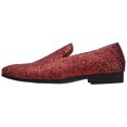 thumbnail image 3 of Santimon Leather Paillette Loafers Business Dress Shoes Glitter Slip-on Casual Shoes Red 13 US, 3 of 7
