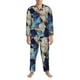 thumbnail image 3 of Balery Abstract Blue Squares Pijama para Hombre de Dos Piezas con Manga Larga, Conjunto de Dormir y Descanso Suave con Bolsillos-Large, 3 of 7