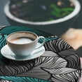 thumbnail image 3 of Ambesonne Tropical Fitted Round Tablecloth, Line Exotic Leaves Boho, 56"- 60" Diameter, Turquoise Charcoal Grey, 3 of 5