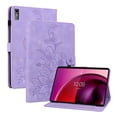 thumbnail image 2 of FJLBDE Case for Lenovo Tab M10 5G 10.6 inch TB360ZU 2023, Embossed Flower PU Leather Flip Wallet Folio Stand Cover, Purple, 2 of 7
