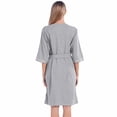 thumbnail image 6 of Women's Zipper Robe 3/4 Sleeve House Wear Knee Length Sleepwear Soft Casual Waffle Knit Housecoat with Pockets and Belt, S-2XL, 6 of 7