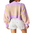 thumbnail image 4 of Pulls pour Femmes Décontractés à Manches Longues Col Rond Tricoté Côtelé Pull Rayé Blouse, 4 of 5