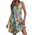 thumbnail image 2 of Viikei Women's Bohemian Short Sleeve Dress,Women's Casual with Pockets Summer Floral Print Dress V-Neck Mini Dresses Green XXL, 2 of 6