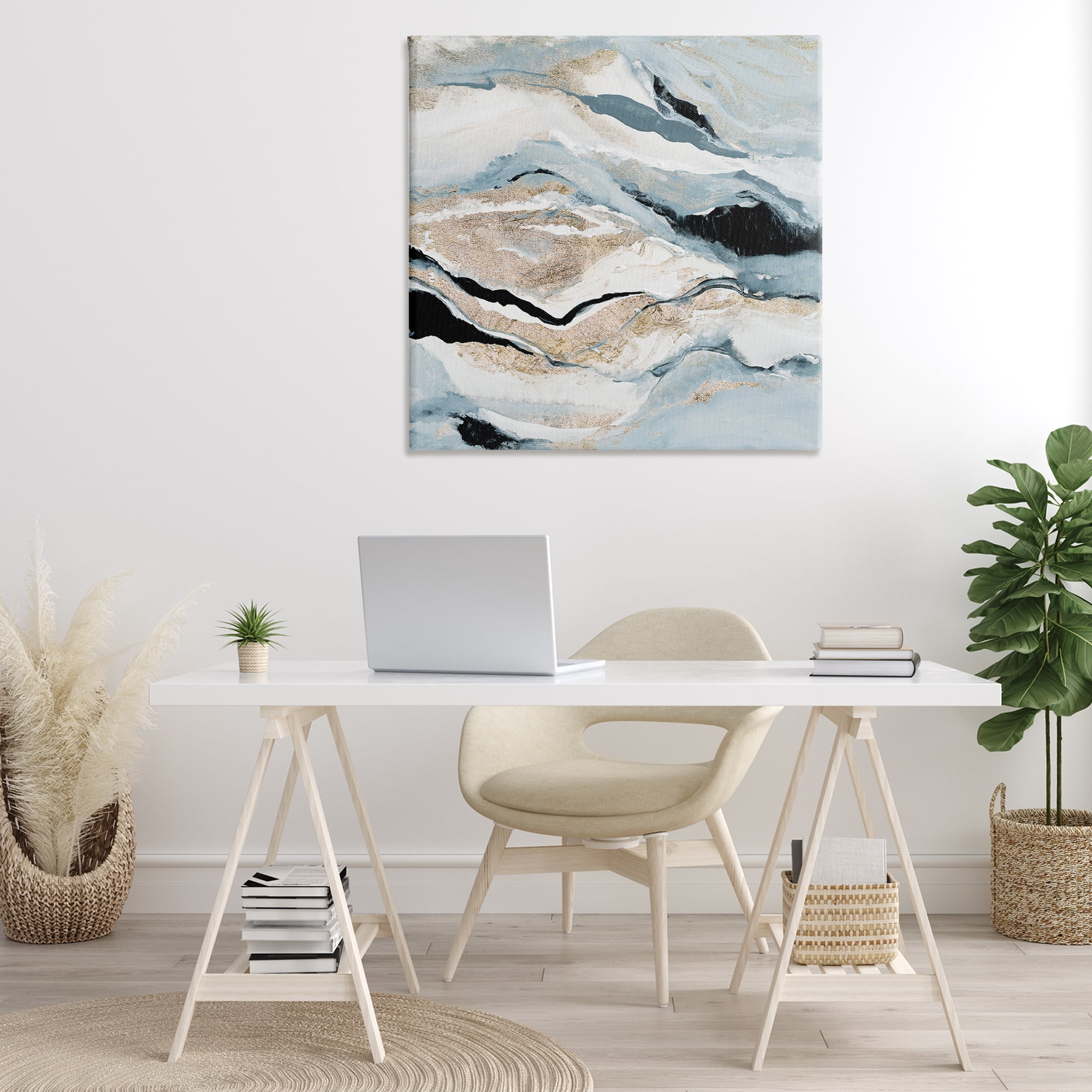 Stupell Industries Blue Natural Geode Pattern Abstract Painting Gallery Wrapped Canvas Art Print Wall Art, 36 x 36