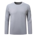 thumbnail image 6 of AZoiNM Men's Solid Long Sleeve T-Shirt Relaxed Fit Breathable Casual Top Athletic Wear, 6 of 9