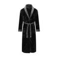 thumbnail image 3 of FashGudim Mens Robes Big and Tall Full Length Shawl Collar Long Plush Robe (Black/Grey,5XL), 3 of 6
