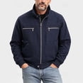 thumbnail image 2 of UVEASISHA Bomber Jackets Men Stand Collar Work Jacket Durable Casual Full Zip Utility Jackets Button Hem Lightweight Jacket with Zipper Pockets Navy M, 2 of 7