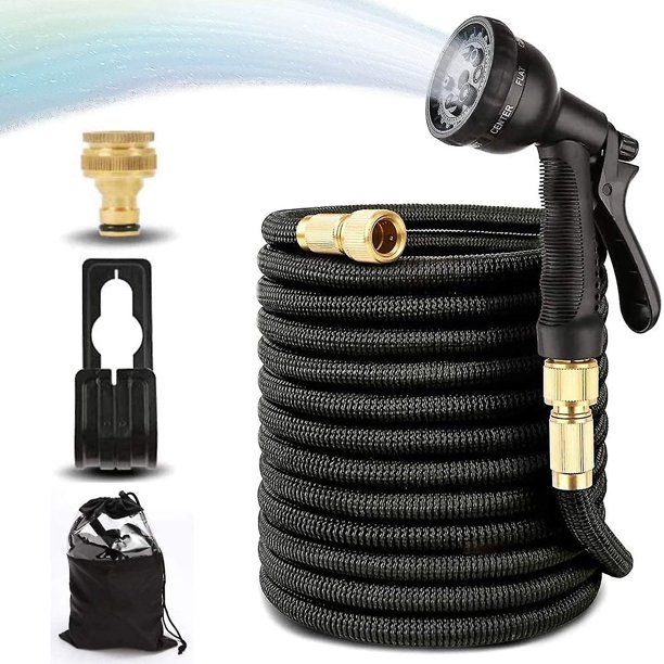 Manguera de jardín flexible de 30 m Manguera de jardín extensible con 8 funciones Manguera de agua pulverizada para riego y limpieza de jardines Negro huangjie unisex