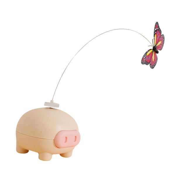 Juguete eléctrico automático giratorio para gatos de interior aburridos con forma de mariposa y varita larga. albaricoque