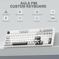 thumbnail image 3 of AULA F99 96% Wireless Mechanical Keyboard, Hot Swappable, Tri-Mode Bluetooth 5.0/2.4GHz/USB-C, Pre-Lubed Linear Switches, RGB Backlit, Macro Support, Black/Grey/White, 3 of 17