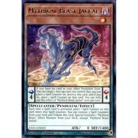 YuGiOh Extreme Force Rare Mythical Beast Jackal EXFO-EN022