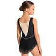 thumbnail image 2 of Haitryli Children Girls Ballet Lyrical Dance Outfits Competitions Clothes Figure Ice Skating Dress Gymnastics Tutu Skirt Black Gold 14, 2 of 7