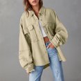 thumbnail image 5 of KelaJuan Women's Oversized Denim Jacket Long Sleeve Button Down Boyfriend Jean Coat Trucker Jacket, 5 of 6