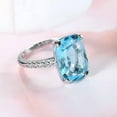 thumbnail image 2 of Aquamarine Blue 925 Silver White CZ Band Women's Wedding Jewelry Ring Size 6-10, 2 of 9