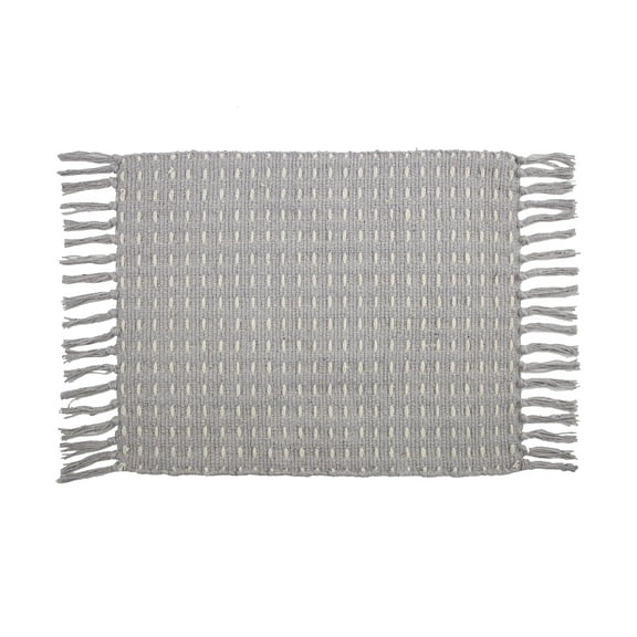 Fennco Styles Kensrue Collection Rustic Dashed Woven Cotton 14 x 20 Inch Placemats, Set of 4 – Grey