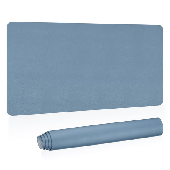 Uxcell 31"x15" Large Desk Mat, PU Leather Dual Side Large Desk Pad, Grey Blue
