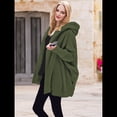 thumbnail image 4 of Chaqueta con Capucha y Cuello en V de Larga de Color Liso para Mujer, Informal, Holgada, de Felpa, Sin Botones. Verde 5XL, 4 of 7