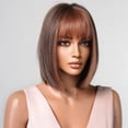 thumbnail image 3 of Bob Wigs for Women Synthetic Hair Wigs Short Bob Wigs With Bangs Straight Wigs Hair Replacement Natural Hair Looking for Girl Daily Use A4, 3 of 6