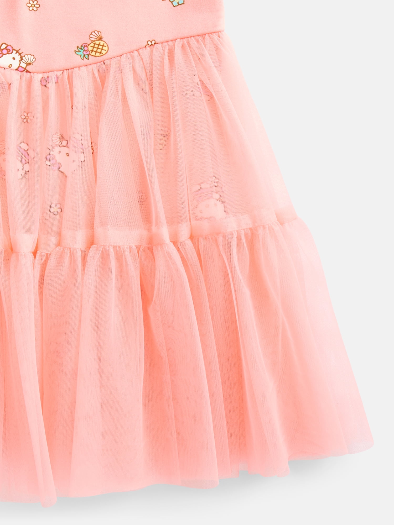 Hello Kitty Girls Sleeveless Allover Print Tulle Romper, Sizes 4-12