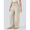 thumbnail image 4 of Women'S High Waist Drawstring Wide Leg Linen Blend Casual Pants with Pockets Color L, 4 of 8