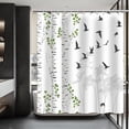 thumbnail image 4 of Forest Shower Curtain Birch Trees Forest Mountain Woodland Shower Curtain Green Tree Leaf Rowley Birds Scenery Spring Nature Themed Bathroom Decor Set with 12 Hooks 72x72 inches, 4 of 6