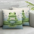 thumbnail image 3 of COMIO  Throw Pillow Cover Yoga Frog Lotus Summer Flowers Blossom Petal Funny Lovely Animal Natural Print Decor Lumbar Pillow Case Cushion for Sofa Couch Bed Standard, 3 of 5