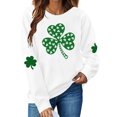 thumbnail image 2 of Moxiu St. Patricks Day Sweatshirts for Women Green Irish Clover Long Sleeve Sweatshirt Crewneck Shamrock Printed Pullover Tops 2025 White,L, 2 of 4