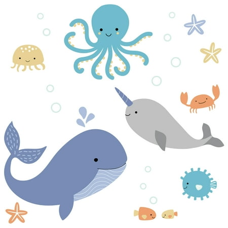 UPC: 0084122010888 | Bedtime Originals Whales Tale Nautical/Ocean Animals Nursery/Kids Wall Decals