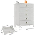 thumbnail image 3 of IDEALHOUSE White 5 Drawers Dresser, Fluted Tall Storage Chest with Metal Handles, 42.9in Modern Organizer Drawers for Bedroom Living Room Entryway Hallway Storage, 3 of 9