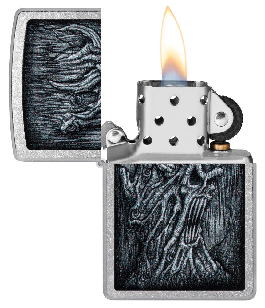 Zippo Evil Tree Design Street Chrome Pocket Lighter