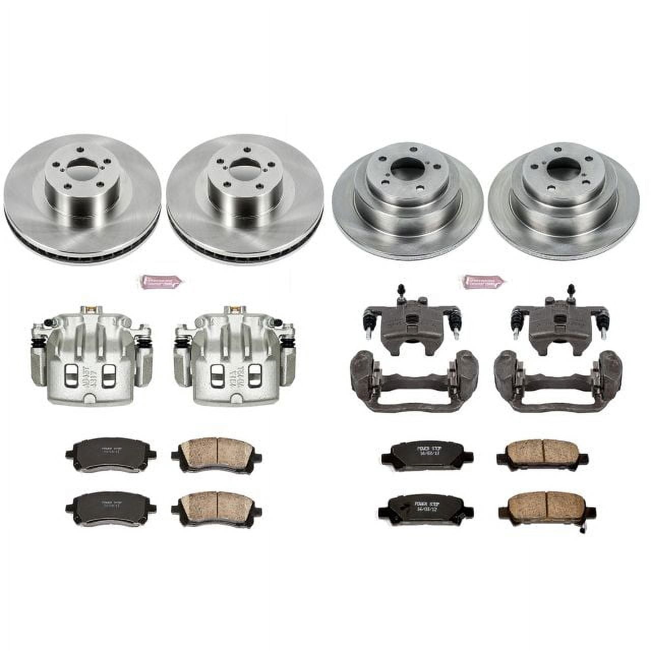 PowerStop Front and Rear Stock Replacement Brake Pad and Rotor Kit with Calipers Fits: SUBARU Select Models KCOE2371