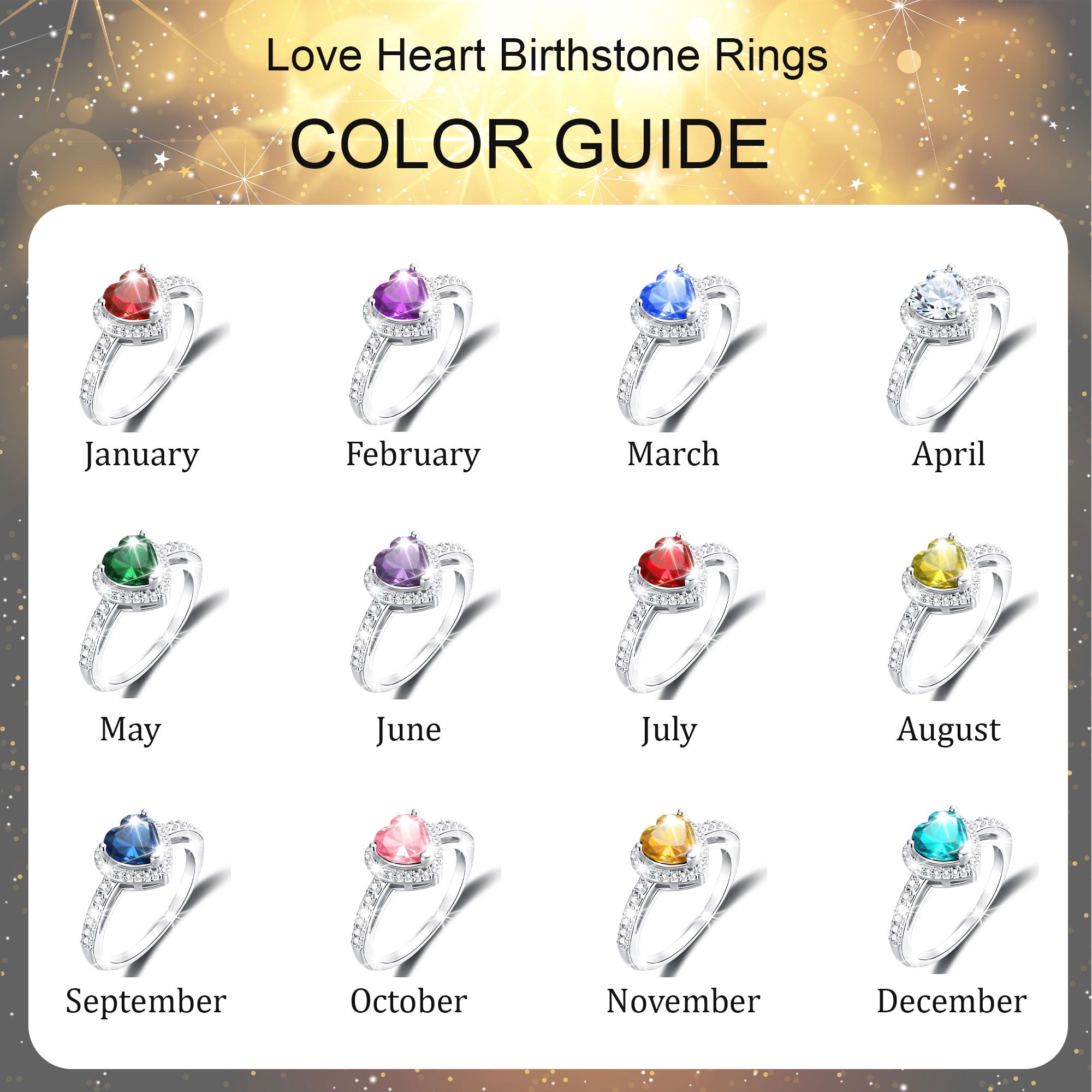 APSVO S925 Sterling Silver Plated Love Heart Rings for Women Girls April Birthstone Ring with CZ Eternity Promise Band Wedding Birthday Graduation Jewelry Gifts Teen Mom Her Adults Kids