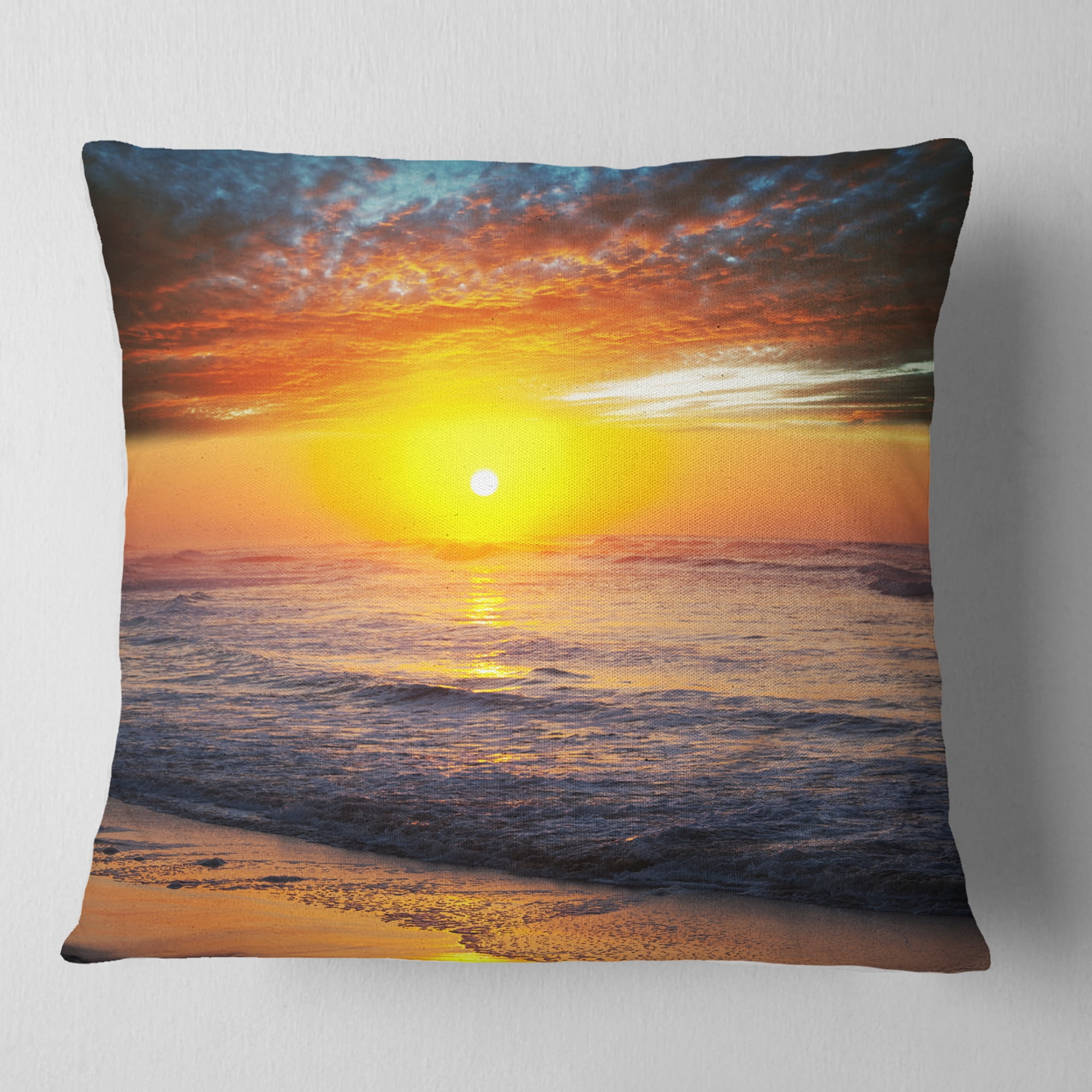 Designart 18" x 18" Blue Polyester Throw Pillow