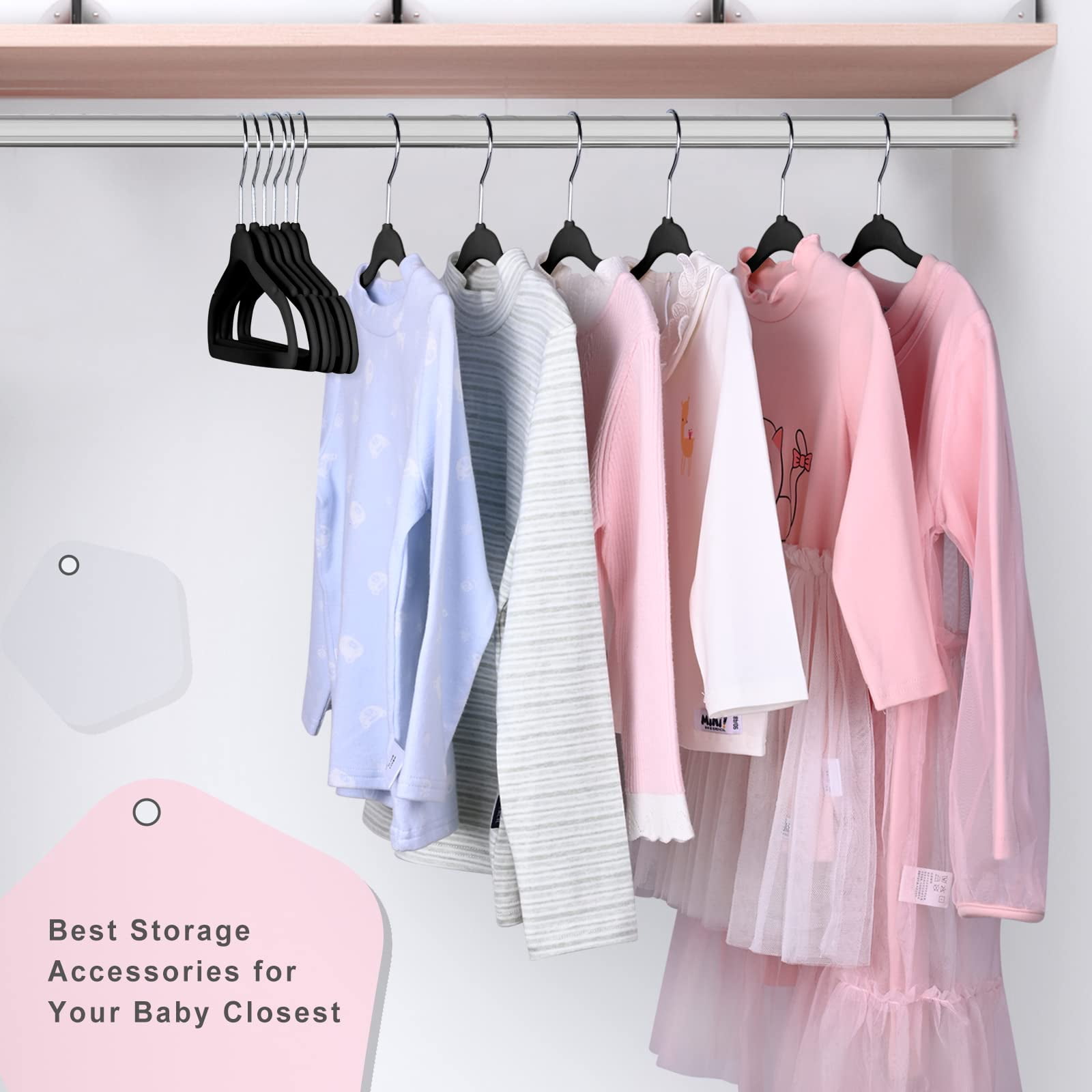 50 Pack Hangers 14 Inches Children's Clothes Non-slip For Infant/toddler (black)
