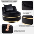 thumbnail image 5 of EUROCO 32.6" 360 Degree Swivel Accent Chair Velvet Upholstered Barrel Chair with Large Cushion and Stainless Base for Living Room, Bedroom, Office, Apartment, Black, 5 of 8