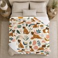 thumbnail image 4 of Boxer Dogs Among Abstract Rainbows And Leaves, Cozy Flannel Blanket with Modern Boho Illustration Print, Housewarming Gift for Boxer Boho Decor Fans, Home Decor for Bedroom and Living Room, 4 of 7