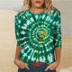 thumbnail image 5 of Camiseta con Suéter de Impresión Del Día de San Patricio 3/4 Manga Cuello Redondo Camisetas Casuales de Ajuste Suelto de las Mujeres para la Fiesta, 5 of 6