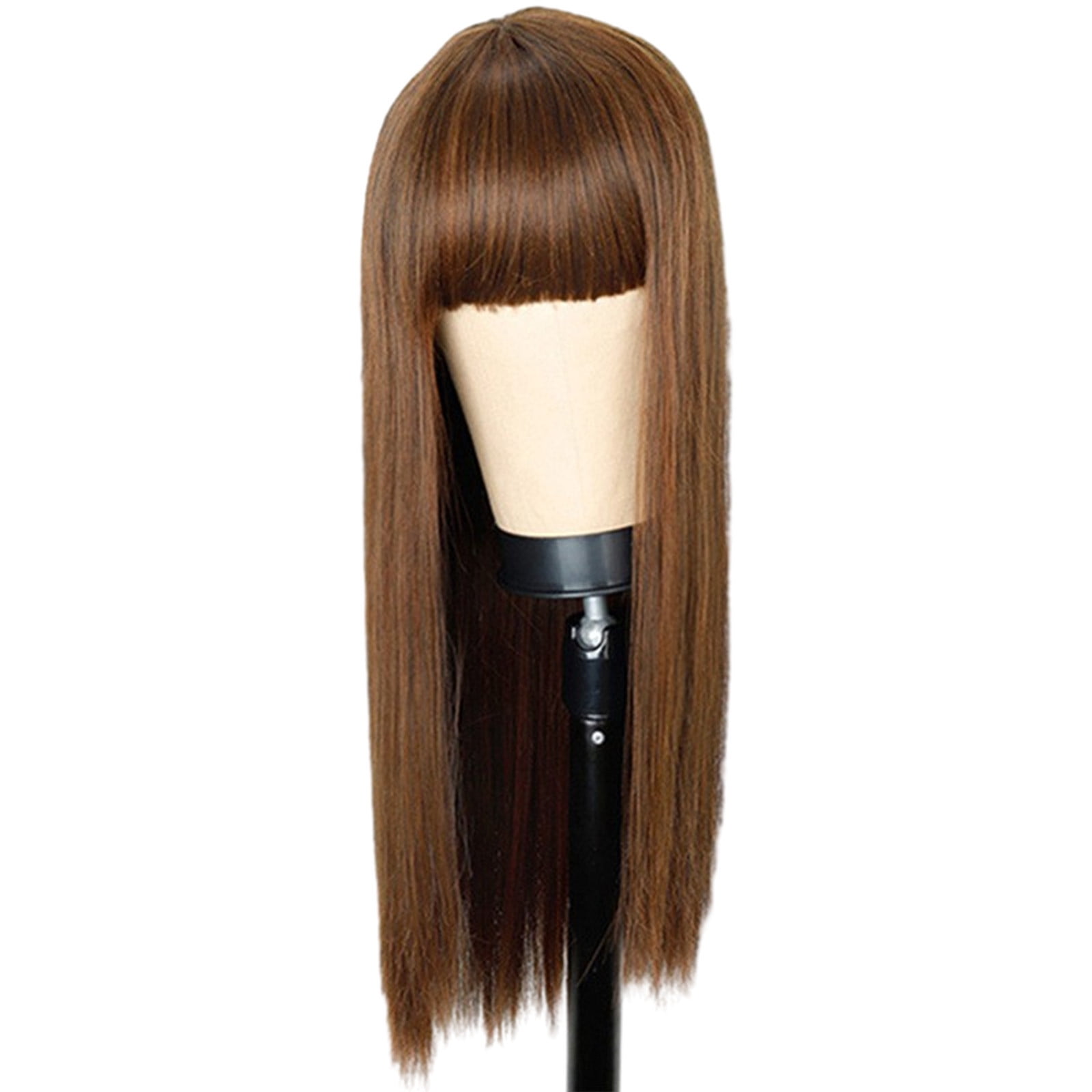 YSGFHGJW Human Hair Wig,Long Straight Wig With Bangs Hair Wig For Women Synthetic Natural Wig ,Various Colors Available,Daily Wear Party And Cosplay Soft Wig