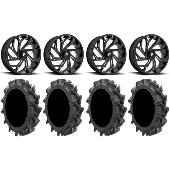Fuel Reaction 22" Wheels Black  0mm 35" MotoHavok Tires Sportsman RZR Ranger