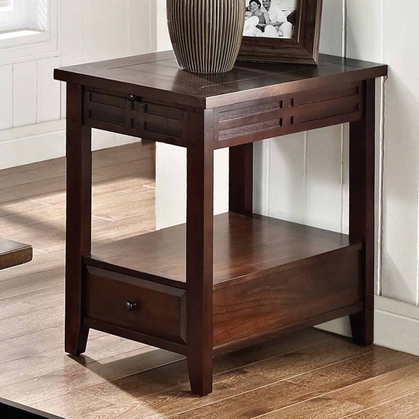 Steve Silver Crestline Transitional Indoor with Drawer Rectangle 26" Height End Table, Brown