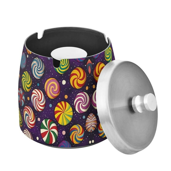 Yayeee Ashtray with Lid for Cigarette Smokeless Stainless Steel Home Ash Holder, Galactic Candy