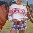 thumbnail image 4 of Women'S Heart Bowknot Print Knitted Sweater Long Sleeve Crewneck Casual Pullover Tops Red M, 4 of 8