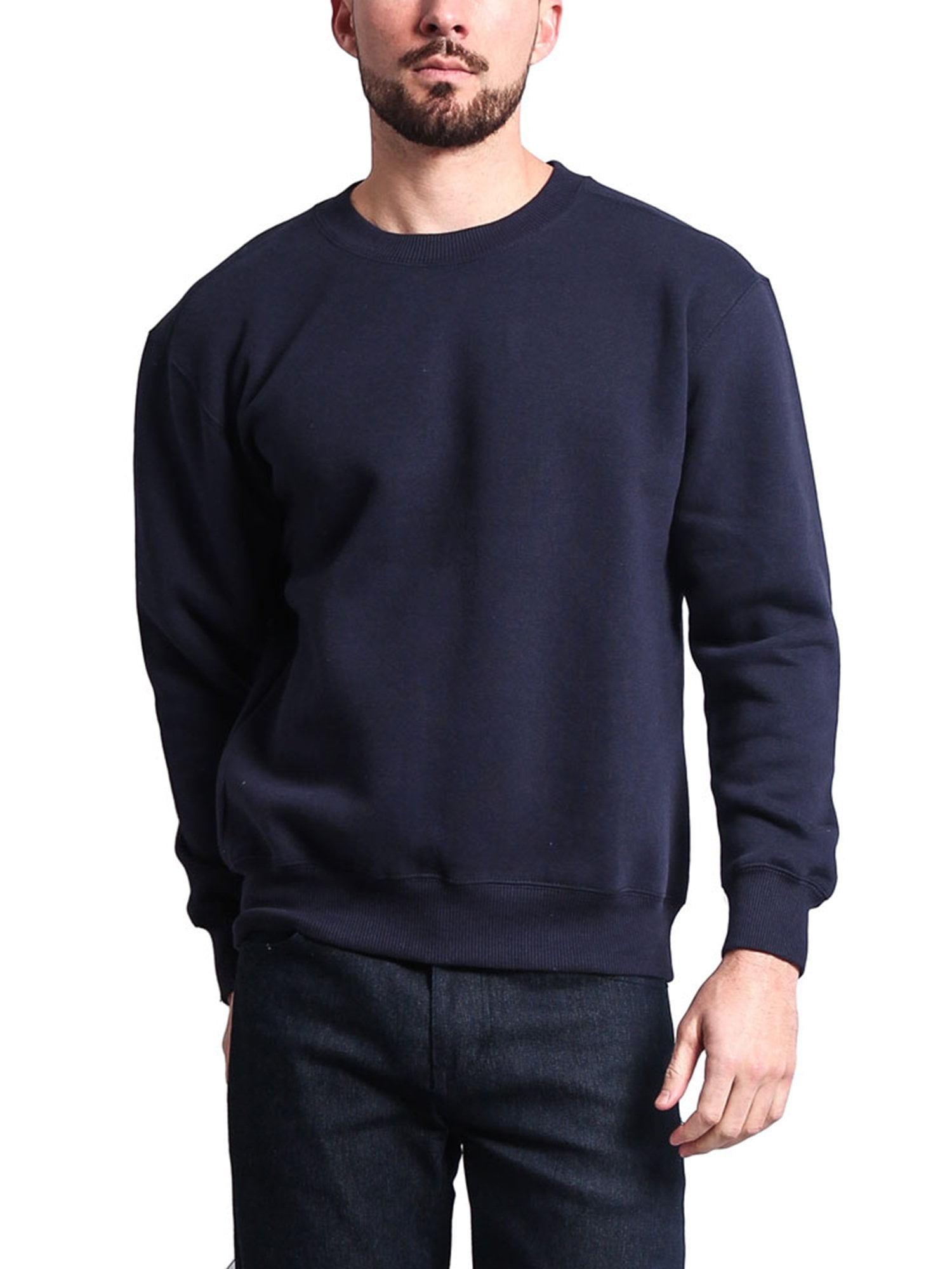 G-Style USA Men's Long Sleeve Solid Fleece Crewneck Sweatshirt MSC13126 -  Navy - Medium 