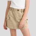 thumbnail image 3 of OGLCCG Girls Cargo Mini Skirts Teens Summer Elastic Waist Pencil Skirts with Pockets Trendy Cotton Casual Bodycon Y2k Skirts 3-14 Years, 3 of 5