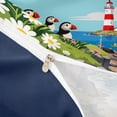 thumbnail image 4 of jejeloiu Scenic Coastal Puffin Bedding,Lighthouse Floral Landscape Duvet Cover Full For Boys,Green Blue,Navy Blue Reversible,3-Piece,1 Duvet Cover and 2 Pillowcases, 4 of 6