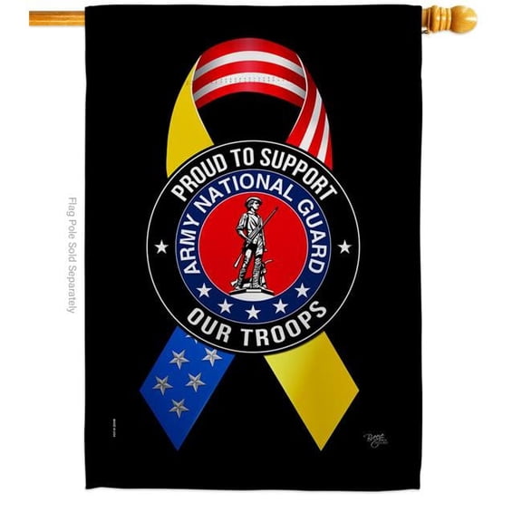 Breeze Decor H108658-BO 28 x 40 in. Support Army National Guard Troops House Flag with Armed Forces Double-Sided Decorative Vertical Flags Decoration Banner Garden Yard Gift