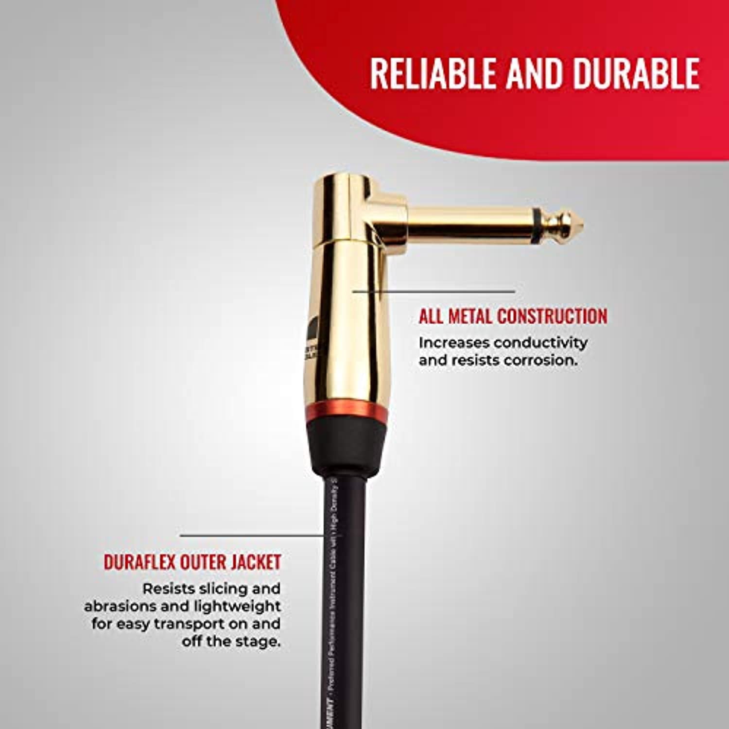 Monster 600536-00 Prolink Rock 1/4" Instrument Cable. 8 in - Right Angle to Right Angle